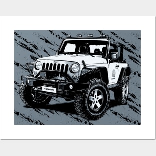 WHITE JEEP WRANGLER Posters and Art